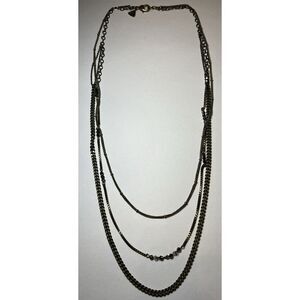 DKR Three Strand With Glass Bead Brass Handmade Designer Necklace 16" Inch